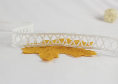 White Narrow Water Soluble Polyester Flat Lace Trim With Simple X Design