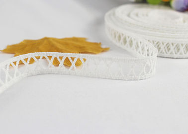 White Narrow Water Soluble Polyester Flat Lace Trim With Simple X Design