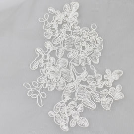 3D polyester yarn on nylon mesh cording eyelash lace fabric for bridal gown