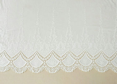 Customized Embroidery Cotton Lace Fabric By The Yard For Dress Cloth Off White Color