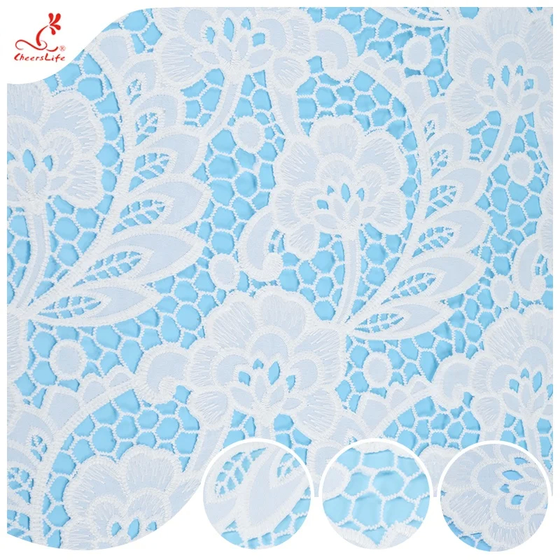 3d Flower Lace Embroidered Fabric With Guipure Suitable For Women's Wear Children's Wear