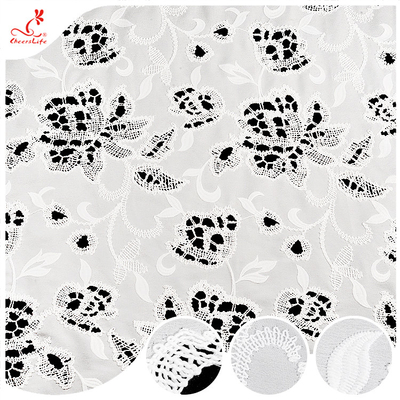 Sản phẩm bán nóng Tải thêu màu trắng hoa mềm lỗ ra mắt Polyester thêu